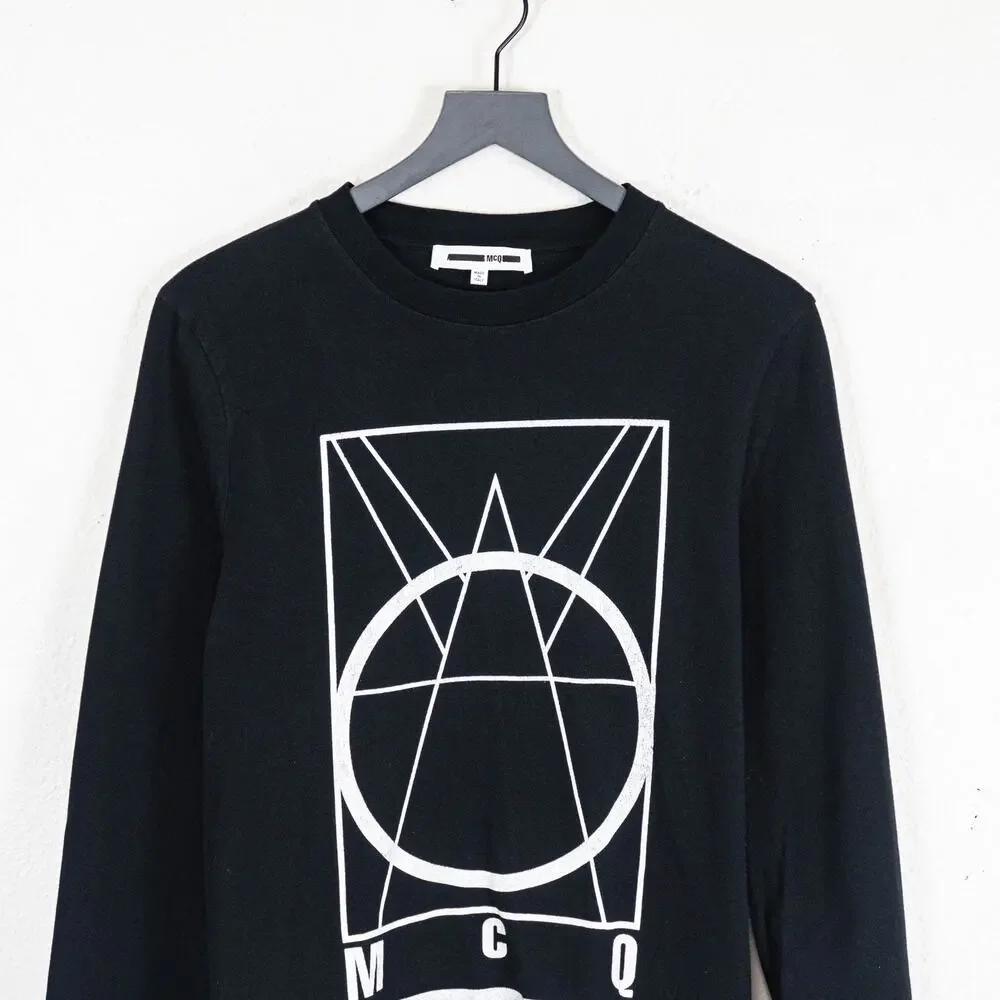McQ Alexander McQueen Long Sleeve T-Shirt in Black Size Medium